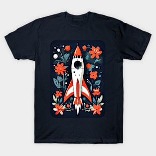 Floral Space Trip by Akbaly T-Shirt